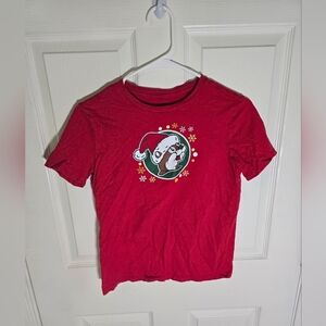 Buccees Youth Large Christmas Beaves Red Short Sleeve Tee Shirt